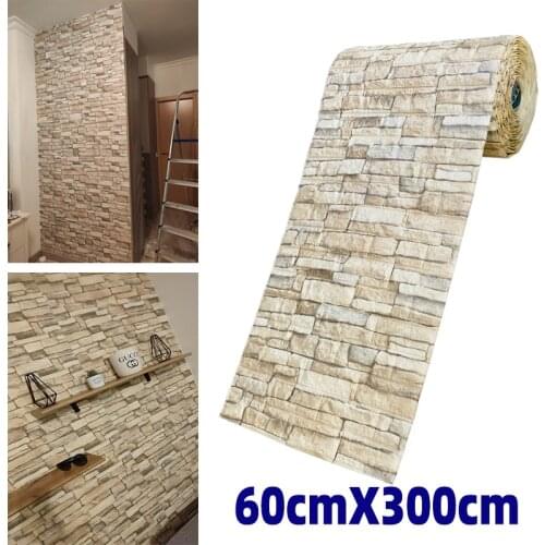 60cmX300cm Decoractive 3D Wall Stickers Self Adhesive Foam Panels Home Decor Living Room House Decoration Bathroom Brick Sticker