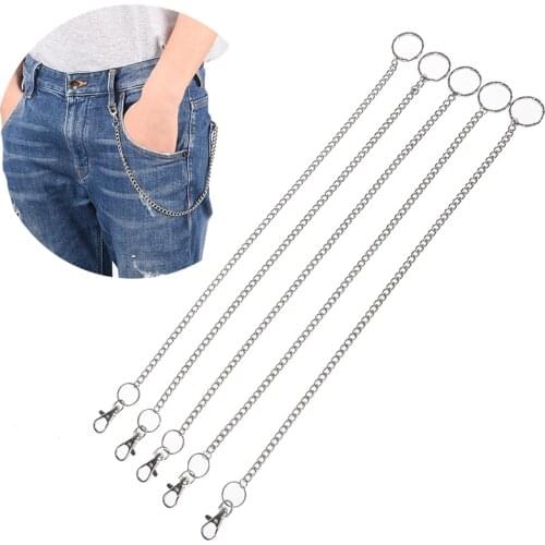 Long Metal Wallet Belt Chain Rock Punk Trousers Hipster Pant Jean Silver Ring Clip Keyring Mens HipHop clothes accessories 38cm