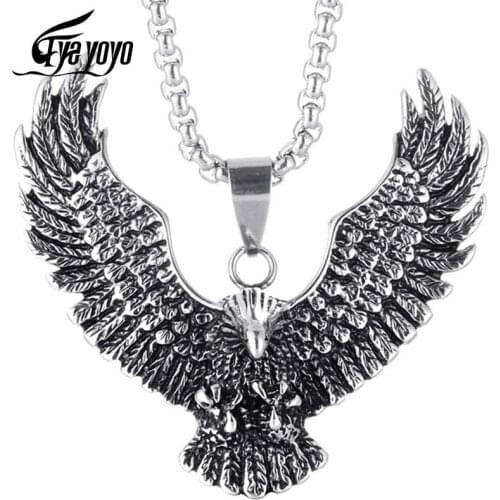 EyeYoYo Eagle Pendant Necklace Stainless Steel Casting Animal Necklace Takahashi Eagle Never Fade Fash jewelry