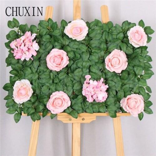 Artificial roses green plants flower wall Christmas NEW year home decoration accessories wedding scene layout fake flower wall