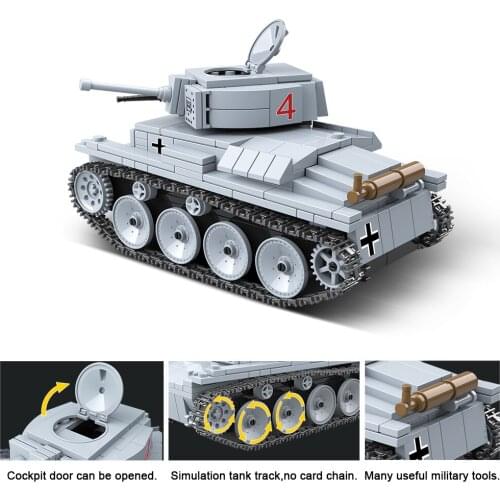 535PCS Building Blocks WW2 Technic LT-38 Light Tank Military Army Soldier City Police Figures Bricks DIY Toy Gifts for children
