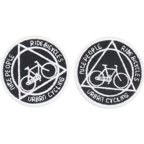 Round Urban Cycling Sport Bicycle Biker Patches Embroidery Applique Cloth Stickers Badges Iron on Transfers for Clothing Accesso