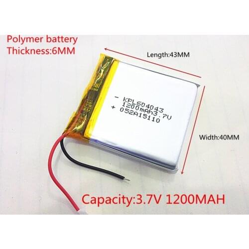 3.7V,1200mAH,604043 PLIB ( polymer lithium ion battery ) Li-ion battery for tablet pc,GPS,mp3,mp4,cell phone,speaker