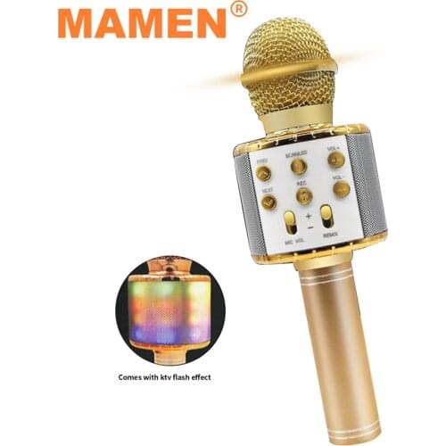 MAMEN Karaoke Microphone Wireless Bluetooth Mic With Voice Change Function&1800 mAh Battery For Smartphone KTV Singing