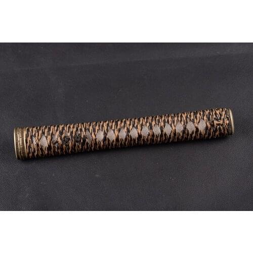 Excellent Special Handle Tsuka for Japanese Sword Katana with Two Colors Ito & Genuine White Rayskin & Alloy Fuchi Kashira HZ11