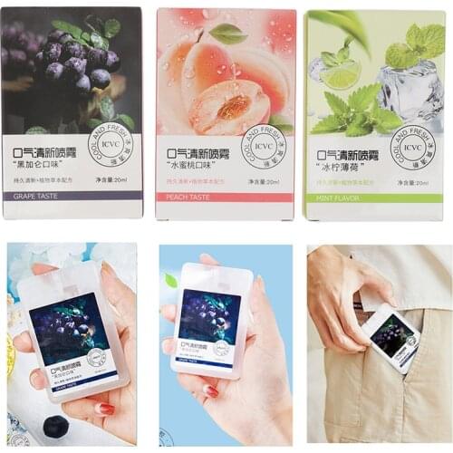 Peach Flavor Oral Odor Halitosis Treatment Liquid Mouth Freshener Care Fruity Breath Refreshing Spray Ice Mint Blackcurrant