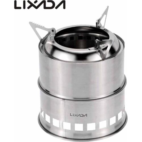 Lixada Portable Wood Stove Stainless Steel LightweightAlcohol Stove Burner Outdoor Cooking Burner Wood HeaterPicnic BBQ Camping