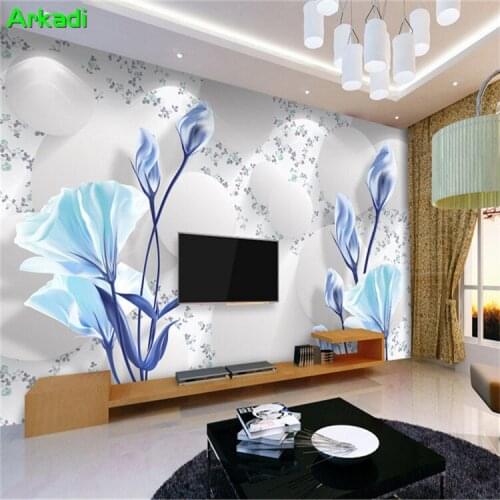 Simple and modern 3D Butterfly Love Flower Mural Living room TV backdrop Elegant fresh home decoration