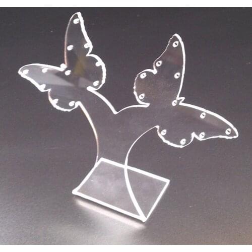 Clear Acrylic Earring Display Stand with butterfly and flower branch for earrings Perspex Jewelry Holder