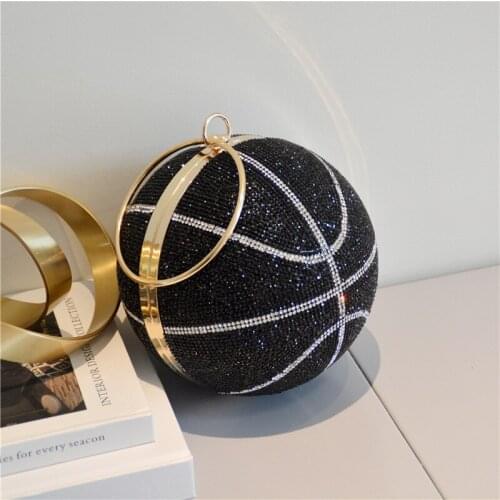 Basketball Shape Pink Crossbody Chain Bags Rhinestone Purses Luxury Handbags For Women