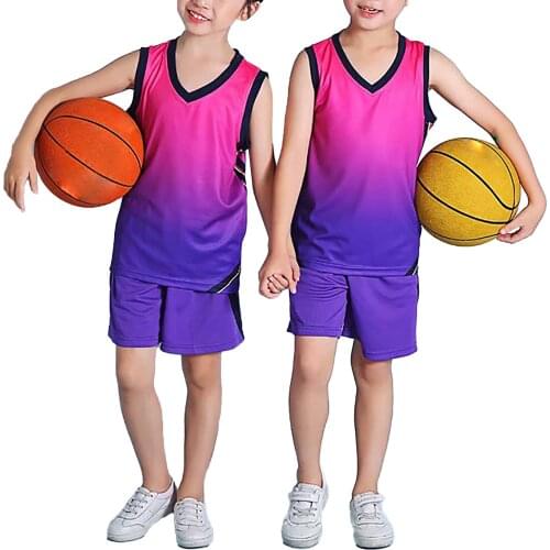 Kids Unisex Summer Basketball Suits 2Pcs Sleeveless Top Vest and Shorts Set Boys Girls Running Gym Football Training Sports Suit