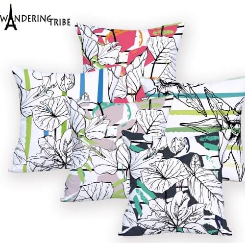 Nordic Decoration Home Throw Pillows Colorful Decoration Bed Decor Pillow Case Plant Leaves Cushion Decorative Sofa Print