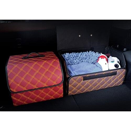 Folding Car Organizer Trunk Storage Box Sewing Thread PU Leather Car Storage Bag Stowing Tidying Box Auto Interior Accessories