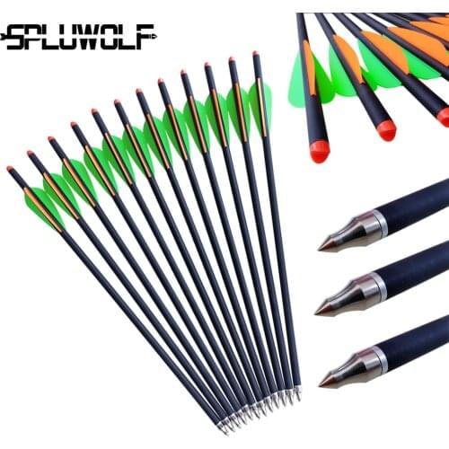 Shooting Sport Accessories 13.5"16"20"22" Carbon Arrows Crossbow Bolts with Archery Hunting Replaceable Tips