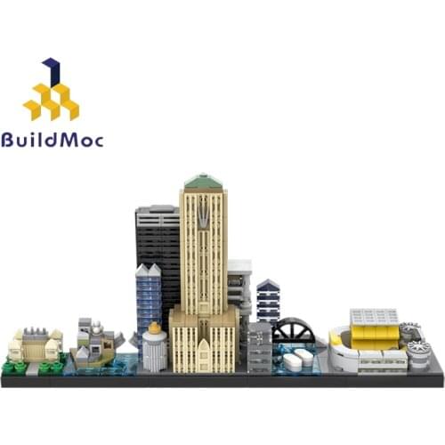 Buildmoc Gothic Architecture Superheros home Gotham Skyline (The Dark Knight Trilogy) City Building Blocks Toys Kid Gift