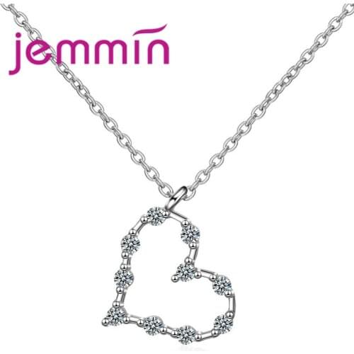 High Quality Women Romantic Heart Pendant Necklaces Stamped Silver Statement Necklaces Wife Surprise Gifts