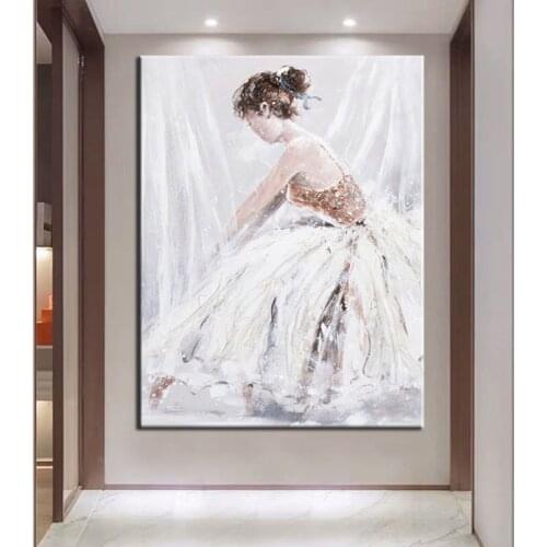 100% Hand-painted Modern Beautiful Wedding Dress Girl Abstract Canvas Paintings Latest Design Oil Painting Wall Decor Art