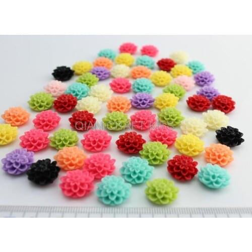 300pcs mixed colors Resin Shiny Mum dahlia Flowers Cab Cabochons 16mm for cell phone decor,earring accessories D10