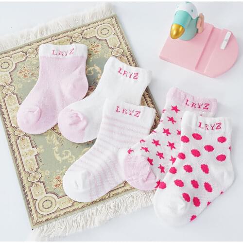 5 Pair/lot Spring Soft Cotton Boys Girls Socks Cute New Dot Kids Socks Comfortable Breathable Fashion Baby Socks 0-6 Years