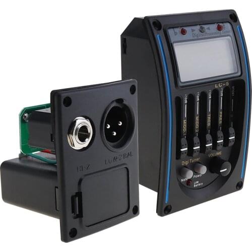 5 Band Acoustic Electric Guitar Preamplifier EQ Equalizer Pickup with LCD Tuner and Volume Control for Acoustic Guitars