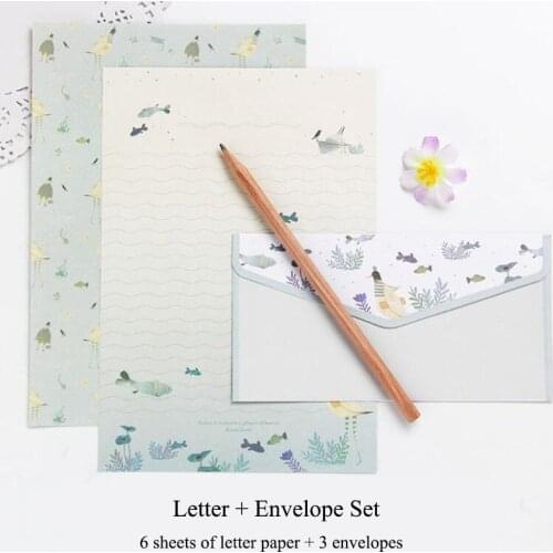 6 Sheets Letter Paper+3Pcs Envelopes Creative Floral Pattern A5 Letter Pad Cute Envelope Paper Letter Set For Office School