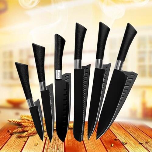 Kitchen Knives 6PCS Stainless Steel Knife Set Horseshoe Handle Utility Slicing Chef Knife for Meat Fruit Bread Vegetable Tools