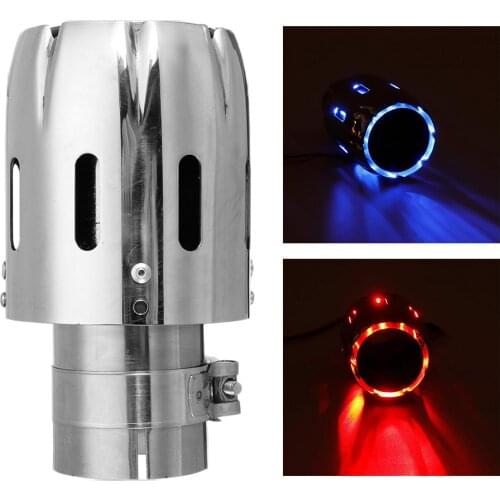 Unil Car Exhaust Tail Throat Blue Red LED Stainle Steel muffler Spray Device Light Modulator Styling 63mm