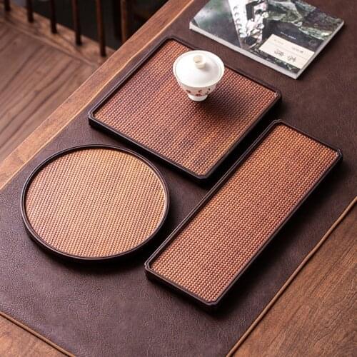 Afternoon Bamboo Tea Table Tray Household Minimalist Wood Trays Serving Tray Square Vintage Bandeja Kitchen Accessories DK50TT