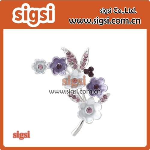 Noble purple enamel flower Corsage Brooch rhinestone crystal Lucky Clover Brooch Drip Flower Brooch Lady Accessories