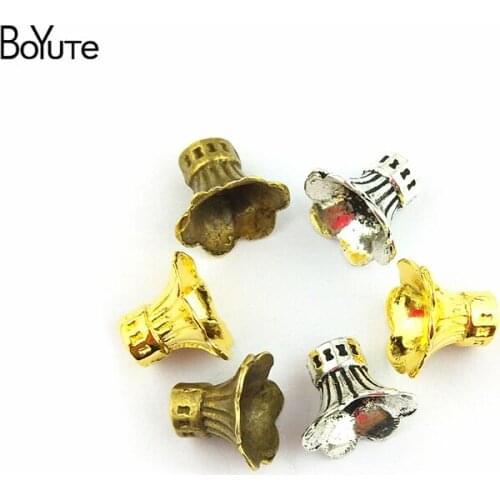 BoYuTe (100 Pieces/Lot) 9*12MM Vintage Zinc Alloy Materials Multicolor Flower Bead Caps for Diy Jewelry Accessories Hand Made