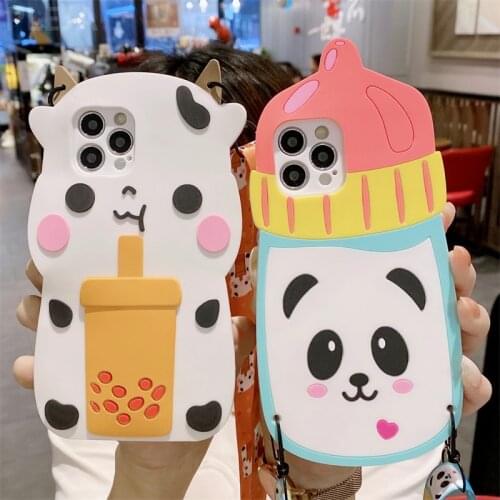 Cute Unicorn Lanyard Rope Phone Case For Samsung Galaxy A51 A71 A21S A52 A72 A82 A32 A02 S21 S20 plus FE Note 10 Silicon Cover