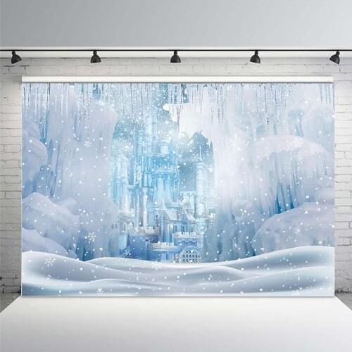 Winter Wonderland Ice Castle Photography Backdrop White Snow Frozen Landscape Background Fairytale Princess Girl Baby Kids Party