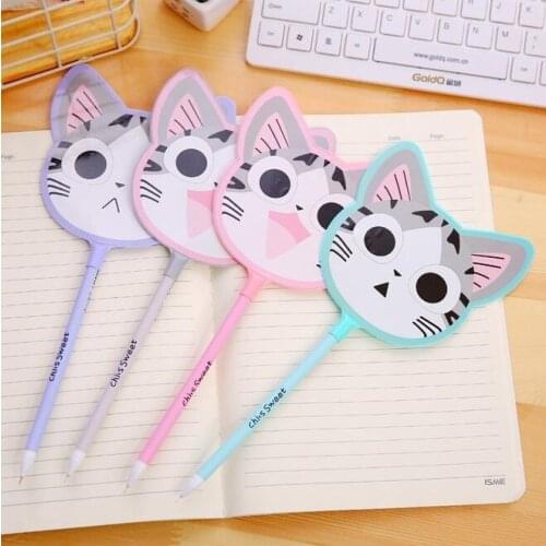 1pcs/lot Lovely Cute Creative Cheese Cat Series Fan Gel Pen Office Supplies Writing Stationery Gift