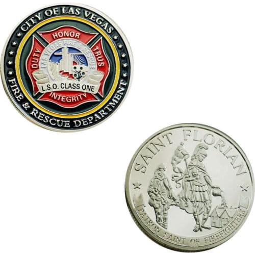 US Las Vegas Duty Honor Fire Rescue FireFighter Saint Florian Challenge Coin Collectible