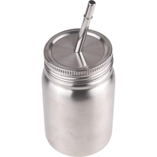 Stainless Steel Coffee Tea Mug Durable Drinking Jar with Straw Lid Anti Splash Leak Proof Single/Double Walled Storage Water Cup