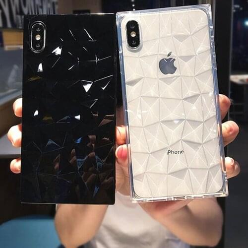 Square Diamond Pattern Phone Case For iPhone 12 7 8 6sPlus XS Max XR Transparent Candy Color Protective Cover For iPhone 11 capa