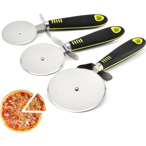 Stainless Steel Pizza Single Wheel Cut Tool Wheels Sharp Pizza Cutter Slicer Knife Pancakes Handle Kitchen Accessory 1Piece