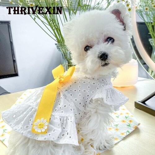 New Pet Dog Clothes Hollow Bowknot Princess Dog Skirt Thin for Small Pet Puppy Pugs Clothes Teddy Chihuahua Poodle Bichon Skirt