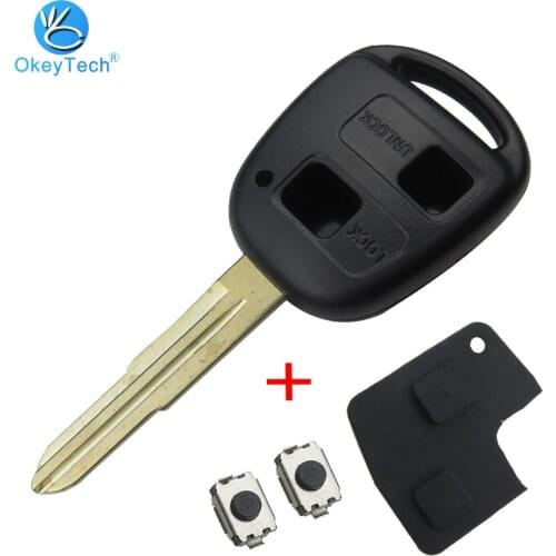 OkeyTech 2 Button For Toyota Yaris Prado Tarago Camry Corolla Replacement Car Key Shell Case TOY41 Blade With Rubber Button Pad
