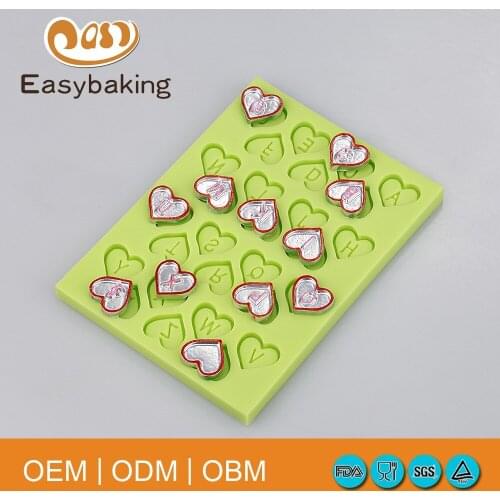 Wholesale silicone mold fondant cake decoration Love heart shape letters for cupcake chocolate candy tools easy baking