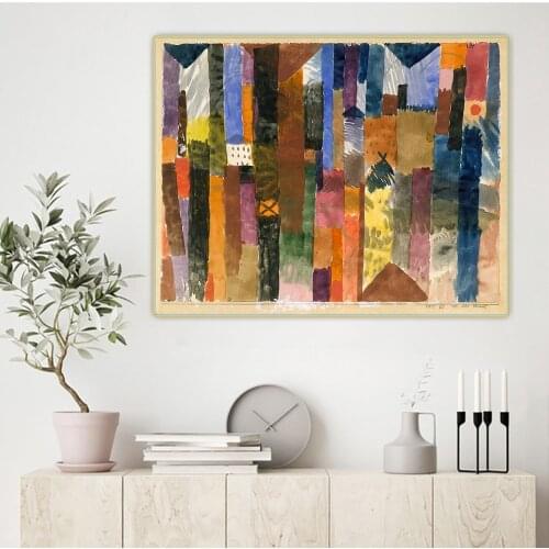 Paul Klee《Before the Town》Canvas Oil Painting Aesthetic Artwork Picture Wall Hanging Decor Home Living Room Decoration