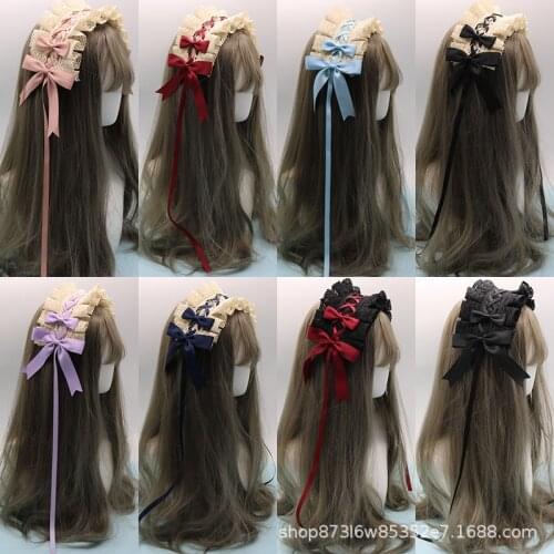 R Lolita Headband Lace Hairpin Lolita Sweet Day-to-Day Wild Hair Bow KC Headdress gothic Lolita accessories scrunchie headband
