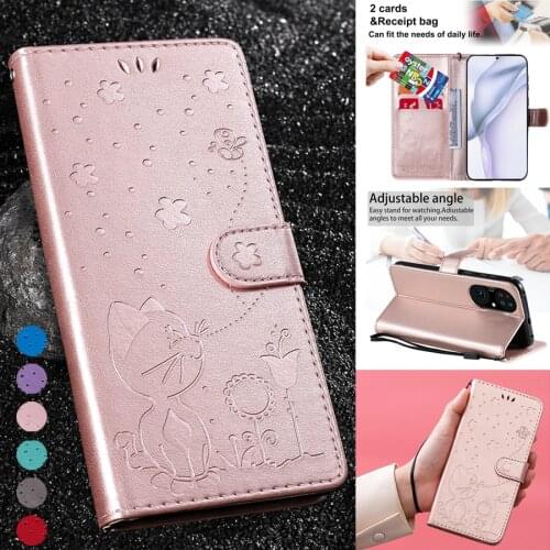 Wallet Flip Cat Beestyle Shatter-resistant Leather Case For Huawei P50 Pro P40/P30/P20 Lite/Pro P Smart 2020/2021 Mate 20 Lite