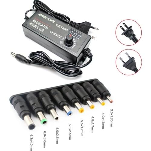 AC Adjustable Power Supply 3V-24V 3A AC DC 8 Plug Connect Universal Adapter Adjustable AC TO DC 220V 110V TO 3V 24V 9W 72W EU US