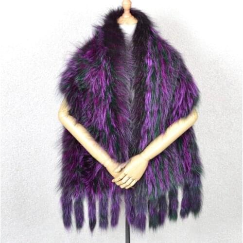 Silver Fox Fur Scarf Hand Knitted Genuine Fox Fur Scarf Neck Warmer Women and Men Fur Winter Scarf Collar