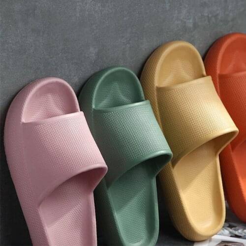 2021 Household Solid Color Thick-soled Summer Slippers For Couples Fashion Non-slip Men And Women Outdoor Sandals Slippers Home