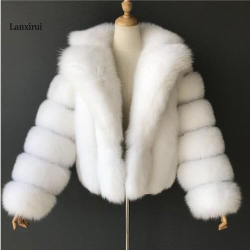Turn-down Collar Furry Cropped Faux Fur Short Coats and Jackets Women Fluffy Fur Coat Overcoat Fur Coat Elegant Thick Warm Outer