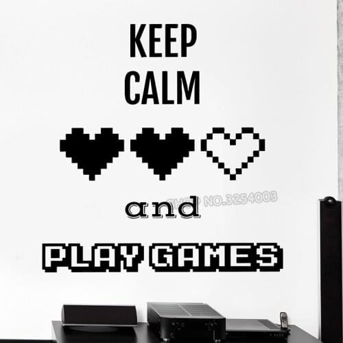 Keep Calm And Play Games Vinyl Wall Decal Removable Art Mural For Playroom Gamer Wall Decor Home Decoration L432