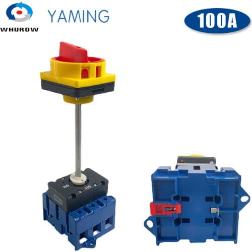 Isolator switch with padlock panel 100A 3 Phases 2 position on-off with aluminium bar rotary switch cabinet YMD11-100B