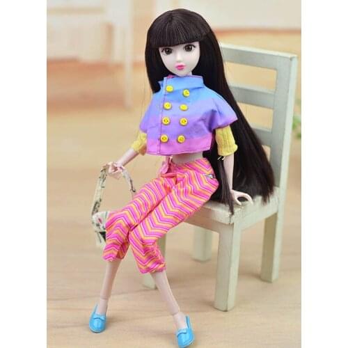 High Quality Rainbow Suit Set Bag Coat Shirts Pants Shoes Clothes Outfits For Barbie Dolls 1/6 Doll Accessories Toys For Girl